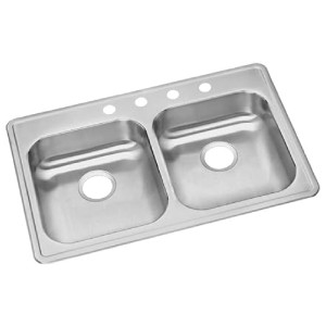 Dayton GE233224 Equal Double Bowl Top Mount Stainless Steel Sink