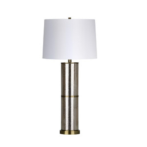 Renwil Glass And Linen Indiana Table Lamp With Brass Plated Finish