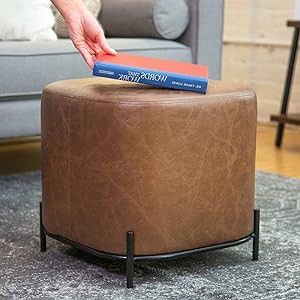 TRP Modern Lightweight Faux Leather Ottoman Square Shape