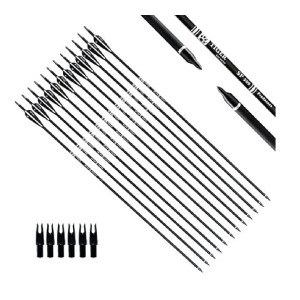 30Inch Carbon Arrow Practice Hunting Arrows with Removable Tips for Compound & Recurve Bow(Pack of 12)