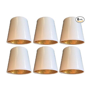 Set of 6 White with Gold Parchment 6 Inch Clip On Chandelier Lampshades