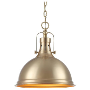 Kira Home Belle 15" Modern Industrial Pendant Light, Adjustable Hanging Height, Cool Brass Finish