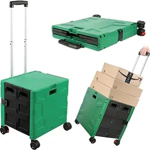 Foldable Shopping Utility Cart Portable Rolling Crate Handcart with 360°Rotate Wheel