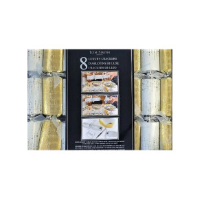 Tom Smith Festive Gold & White Holiday Crackers Pack of 8