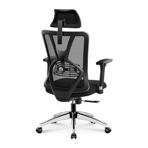 Ticova Ergonomic Office Chair - High Back Desk Chair with Adjustable Lumbar Support & 3D Metal Armrest - 130°Reclining & Rocking Mesh Computer Chair